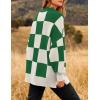 imageZESICA Womens Fall 2025 Oversized Sweaters Long Sleeve Color Block Mock Neck Side Slit Comfy Loose Knitted Pullover TopsGreen