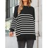 imageZESICA Womens Fall 2025 Oversized Sweaters Long Sleeve Color Block Mock Neck Side Slit Comfy Loose Knitted Pullover TopsInk