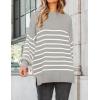 imageZESICA Womens Fall 2025 Oversized Sweaters Long Sleeve Color Block Mock Neck Side Slit Comfy Loose Knitted Pullover TopsLight Grey