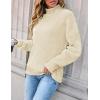 imageZESICA Womens Turtleneck Batwing Sleeve Loose Oversized Chunky Knitted Pullover Sweater Jumper TopsApricot