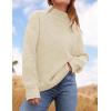 imageZESICA Womens Turtleneck Batwing Sleeve Loose Oversized Chunky Knitted Pullover Sweater Jumper TopsApricot