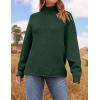 imageZESICA Womens Turtleneck Batwing Sleeve Loose Oversized Chunky Knitted Pullover Sweater Jumper TopsArmygreen