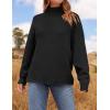 imageZESICA Womens Turtleneck Batwing Sleeve Loose Oversized Chunky Knitted Pullover Sweater Jumper TopsBlack