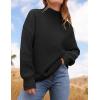 imageZESICA Womens Turtleneck Batwing Sleeve Loose Oversized Chunky Knitted Pullover Sweater Jumper TopsBlack
