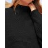 imageZESICA Womens Turtleneck Batwing Sleeve Loose Oversized Chunky Knitted Pullover Sweater Jumper TopsBlack