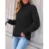 imageZESICA Womens Turtleneck Batwing Sleeve Loose Oversized Chunky Knitted Pullover Sweater Jumper TopsBlack