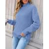 imageZESICA Womens Turtleneck Batwing Sleeve Loose Oversized Chunky Knitted Pullover Sweater Jumper TopsBlue