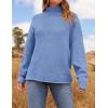 imageZESICA Womens Turtleneck Batwing Sleeve Loose Oversized Chunky Knitted Pullover Sweater Jumper TopsBlue