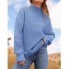 imageZESICA Womens Turtleneck Batwing Sleeve Loose Oversized Chunky Knitted Pullover Sweater Jumper TopsBlue
