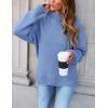 imageZESICA Womens Turtleneck Batwing Sleeve Loose Oversized Chunky Knitted Pullover Sweater Jumper TopsBlue