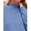 imageZESICA Womens Turtleneck Batwing Sleeve Loose Oversized Chunky Knitted Pullover Sweater Jumper TopsBlue