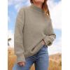 imageZESICA Womens Turtleneck Batwing Sleeve Loose Oversized Chunky Knitted Pullover Sweater Jumper TopsCamel