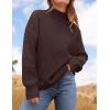 imageZESICA Womens Turtleneck Batwing Sleeve Loose Oversized Chunky Knitted Pullover Sweater Jumper TopsCoffee