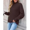 imageZESICA Womens Turtleneck Batwing Sleeve Loose Oversized Chunky Knitted Pullover Sweater Jumper TopsCoffee