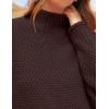 imageZESICA Womens Turtleneck Batwing Sleeve Loose Oversized Chunky Knitted Pullover Sweater Jumper TopsCoffee