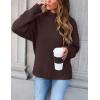 imageZESICA Womens Turtleneck Batwing Sleeve Loose Oversized Chunky Knitted Pullover Sweater Jumper TopsCoffee