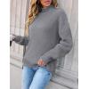imageZESICA Womens Turtleneck Batwing Sleeve Loose Oversized Chunky Knitted Pullover Sweater Jumper TopsGrey2