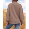 imageZESICA Womens Turtleneck Batwing Sleeve Loose Oversized Chunky Knitted Pullover Sweater Jumper TopsKhaki