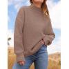 imageZESICA Womens Turtleneck Batwing Sleeve Loose Oversized Chunky Knitted Pullover Sweater Jumper TopsKhaki