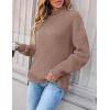 imageZESICA Womens Turtleneck Batwing Sleeve Loose Oversized Chunky Knitted Pullover Sweater Jumper TopsKhaki