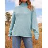 imageZESICA Womens Turtleneck Batwing Sleeve Loose Oversized Chunky Knitted Pullover Sweater Jumper TopsMint
