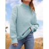 imageZESICA Womens Turtleneck Batwing Sleeve Loose Oversized Chunky Knitted Pullover Sweater Jumper TopsMint
