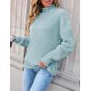 imageZESICA Womens Turtleneck Batwing Sleeve Loose Oversized Chunky Knitted Pullover Sweater Jumper TopsMint