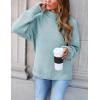 imageZESICA Womens Turtleneck Batwing Sleeve Loose Oversized Chunky Knitted Pullover Sweater Jumper TopsMint