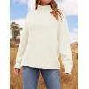 imageZESICA Womens Turtleneck Batwing Sleeve Loose Oversized Chunky Knitted Pullover Sweater Jumper TopsOffwhite