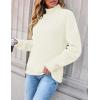 imageZESICA Womens Turtleneck Batwing Sleeve Loose Oversized Chunky Knitted Pullover Sweater Jumper TopsOffwhite