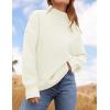 imageZESICA Womens Turtleneck Batwing Sleeve Loose Oversized Chunky Knitted Pullover Sweater Jumper TopsOffwhite