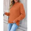imageZESICA Womens Turtleneck Batwing Sleeve Loose Oversized Chunky Knitted Pullover Sweater Jumper TopsOrange