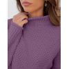 imageZESICA Womens Turtleneck Batwing Sleeve Loose Oversized Chunky Knitted Pullover Sweater Jumper TopsPurple