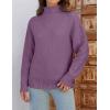 imageZESICA Womens Turtleneck Batwing Sleeve Loose Oversized Chunky Knitted Pullover Sweater Jumper TopsPurple