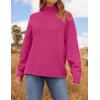 imageZESICA Womens Turtleneck Batwing Sleeve Loose Oversized Chunky Knitted Pullover Sweater Jumper TopsRose