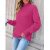 imageZESICA Womens Turtleneck Batwing Sleeve Loose Oversized Chunky Knitted Pullover Sweater Jumper TopsRose