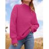imageZESICA Womens Turtleneck Batwing Sleeve Loose Oversized Chunky Knitted Pullover Sweater Jumper TopsRose