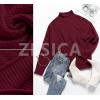imageZESICA Womens Turtleneck Batwing Sleeve Loose Oversized Chunky Knitted Pullover Sweater Jumper TopsWine