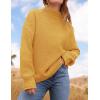imageZESICA Womens Turtleneck Batwing Sleeve Loose Oversized Chunky Knitted Pullover Sweater Jumper TopsYellow