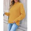 imageZESICA Womens Turtleneck Batwing Sleeve Loose Oversized Chunky Knitted Pullover Sweater Jumper TopsYellow