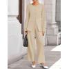 imageZESICA Womens 2025 Fall Two Piece Suits Set Casual Business Long Sleeve Blazer Jacket Wide Leg Pants Work Outfits SetsApricot