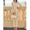 imageZESICA Womens 2025 Fall Two Piece Suits Set Casual Business Long Sleeve Blazer Jacket Wide Leg Pants Work Outfits SetsApricot