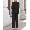 imageZESICA Womens 2025 Fall Two Piece Suits Set Casual Business Long Sleeve Blazer Jacket Wide Leg Pants Work Outfits SetsBlack