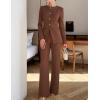 imageZESICA Womens 2025 Fall Two Piece Suits Set Casual Business Long Sleeve Blazer Jacket Wide Leg Pants Work Outfits SetsBrown
