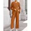 imageZESICA Womens 2025 Fall Two Piece Suits Set Casual Business Long Sleeve Blazer Jacket Wide Leg Pants Work Outfits SetsRust