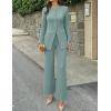 imageZESICA Womens 2025 Fall Two Piece Suits Set Casual Business Long Sleeve Blazer Jacket Wide Leg Pants Work Outfits SetsSage