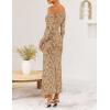 imageZESICA Womens Fall Floral Off Shoulder Bodycon Maxi Dresses 2025 Long Sleeve Ruched Elegant Cocktail Party DressKhaki