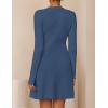 imageZESICA Womens Fall Long Sleeve Sweater Dress 2025 Casual V Neck Button Ribbed Knit A Line Swing Mini DressesDustyblue