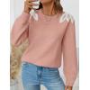 imageZESICA Womens Fall Long Sleeve Sweaters 2025 Crew Neck Knit Loose Dressy Pullover Tops Winter Trendy OutfitsPink