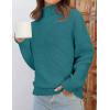imageZESICA Womens Turtleneck Batwing Sleeve Loose Oversized Chunky Knitted Pullover Sweater Jumper TopsPeacock